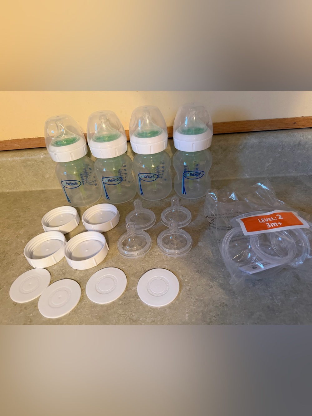Dr. Brown's Clear Baby Bottle Set with Green Accents - 4 Pack